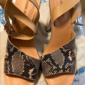 Gianni Bini Tan and Black Snake Print Heels